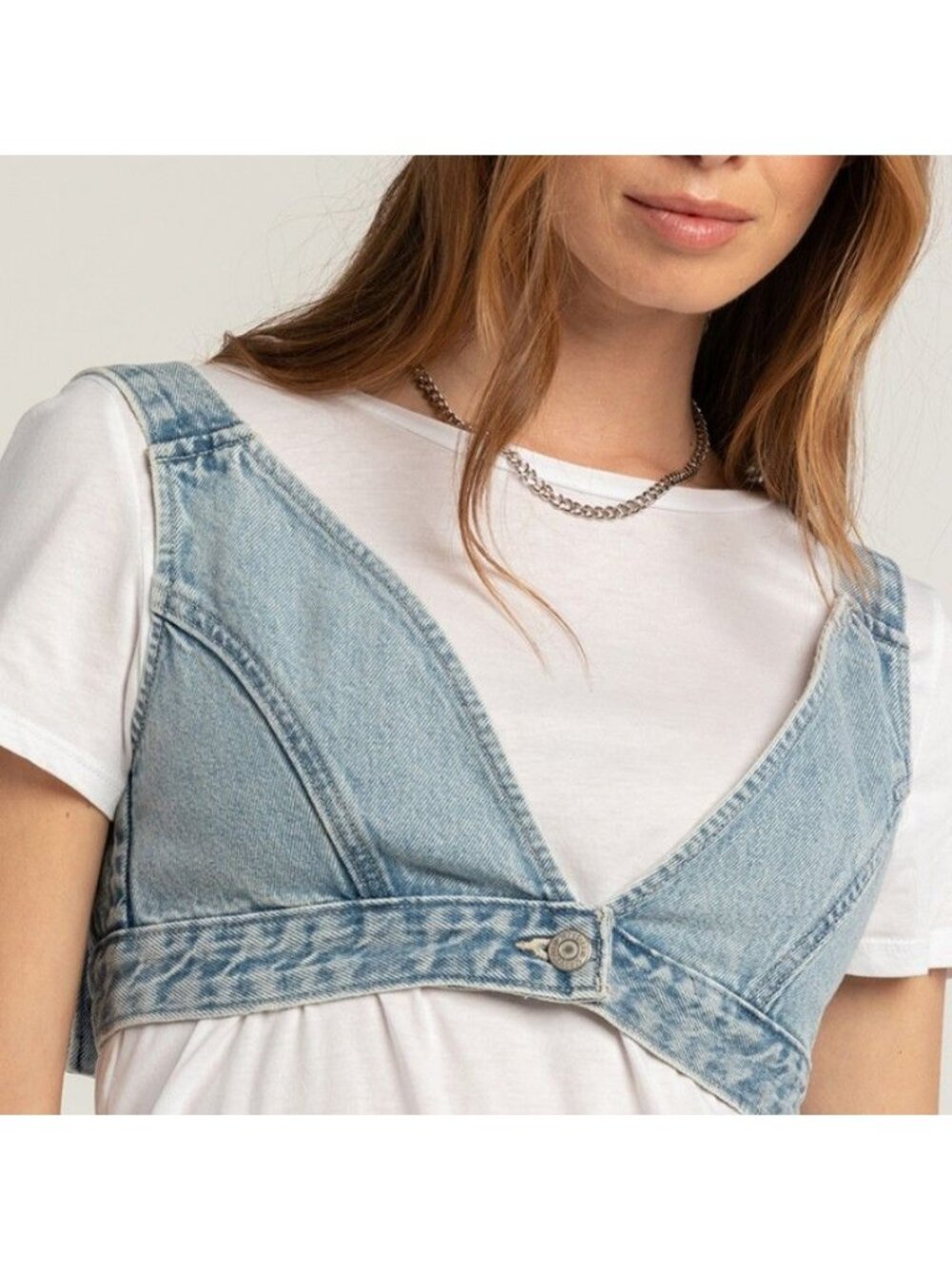 LEVI'S Denim Bra Button Top - Medium - Jean Blue
